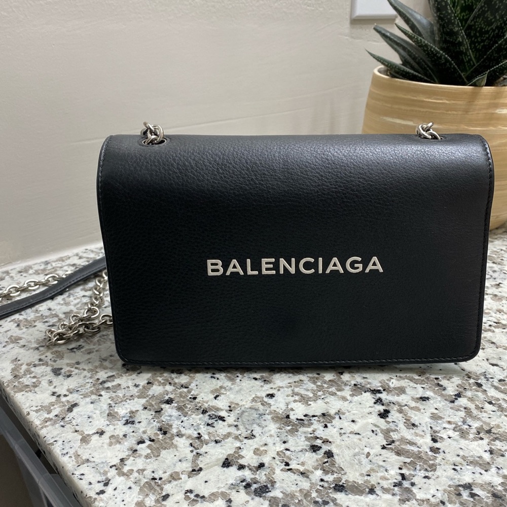 Balenciaga Pebbled Calfskin Everyday Chain Wallet